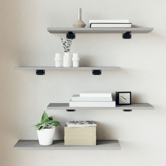 Vegghyller 4 stk grå sonoma 60x20x1,5 cm konstruert tre 8721012209299
