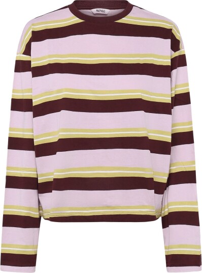Monki Long Sleeved Cotton T Shirt   PINK DUSTY LIGHT   S