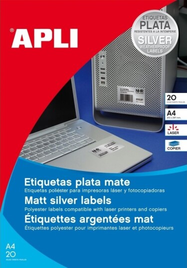 Apli 01227 Hvit Selvklebende Skriveretikett A4 Polyester Laser/Blekkskriver Permanent Apli 01227 Hvit Selvklebende Skriveretikett A4 Polyester Laser/Blekkskriver Permanent