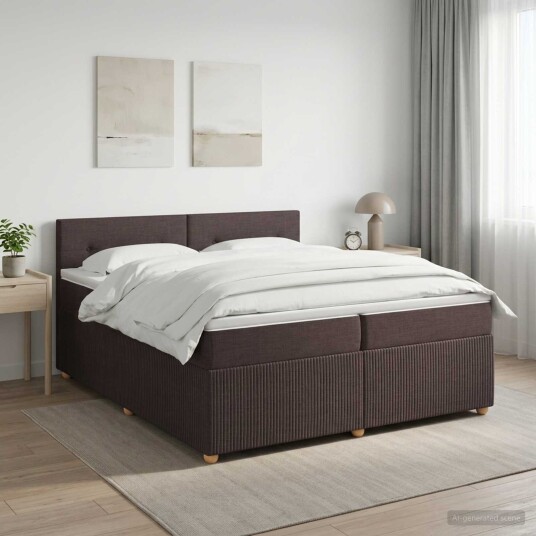 vidaXL Kontinentalseng med madrass Mørk brun 200 x 200 cm Stoff