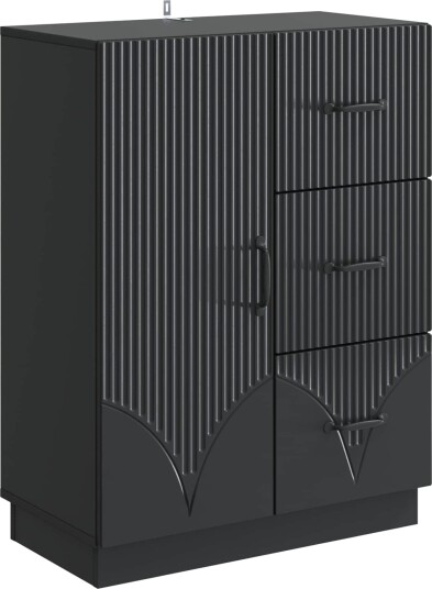 Serviesskap med skuff Svart 66 x 34,5 x 87 cm Konstruert tre Serviesskap med skuff Svart 66 x 34,5 x 87 cm Konstruert tre