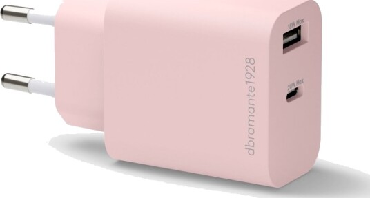 Dbramante1928 Re-Charge - Strømadapter - 20 Watt - 2 Utgangskontakter (Usb-C, Usb) - Rosa - Europa