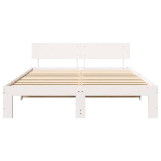  Sengestel med Hodegjerde Hvit 150x200 cm Massivt Furutre