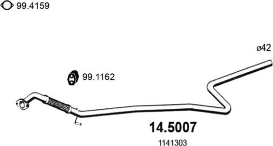 Eksosrør ASSO 14.5007 Eksosrør ASSO 14.5007