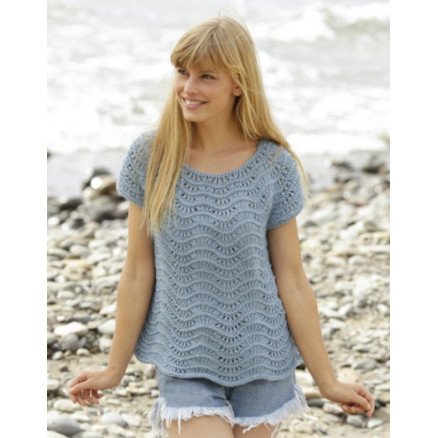 Shore Line by DROPS Design Topp Strikkeoppskrift str S XXXL