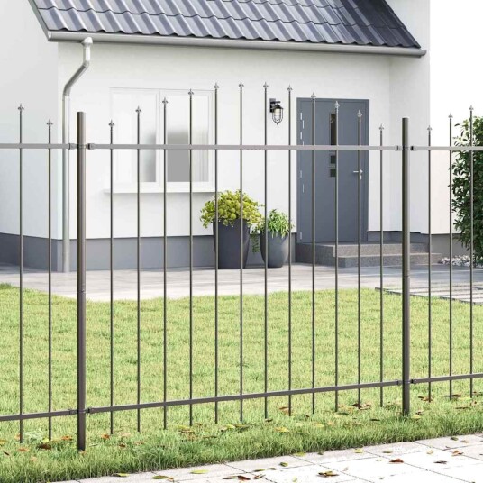 Hagegjerde med Bue Topp Grå 10,2x1,25 m i Stål