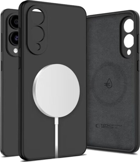 Tech-Protect MagSafe flytende silikon deksel til Samsung Galaxy S25 Edge Svart