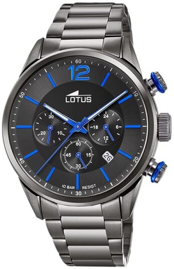 Lotus Herreklokke 18686/3 Chrono Sort/Stål Ø44 mm