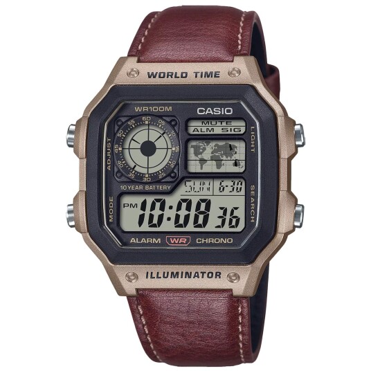 Casio Herreklokke AE 1200WHL 5AVEF Vintage LCD/Lær Casio Herreklokke AE 1200WHL 5AVEF Vintage LCD/Lær