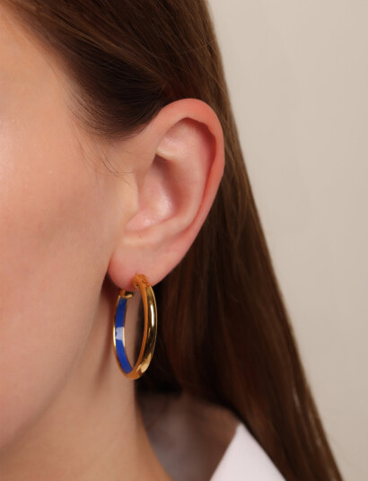 Design Letters Rainbow Hoops 4Mm Gold Plated - Blue - ONE SIZE