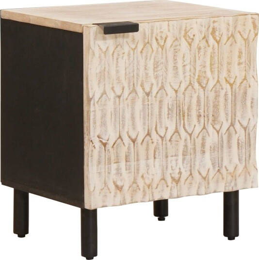  Nattbordskap Hvit 40 x 33 x 46 cm Massiv mango tre