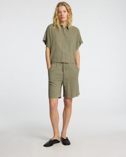 Selected Slfviva Ss Cropped Sun Shirt Noos - Green - 34