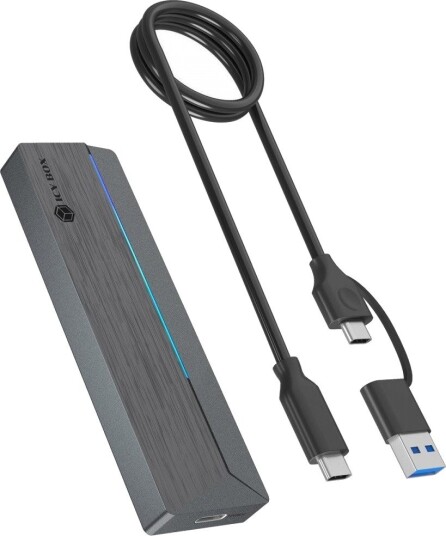 ICY BOX IB-1826MCL-CU31 Eksternt M.2 NVMe/SATA SSD-kabinett USB 3.2 RGB