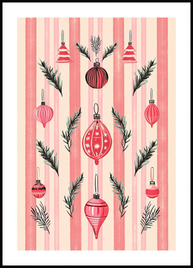 Pink Christmas Baubles Plakat Plakat / 50x70cm