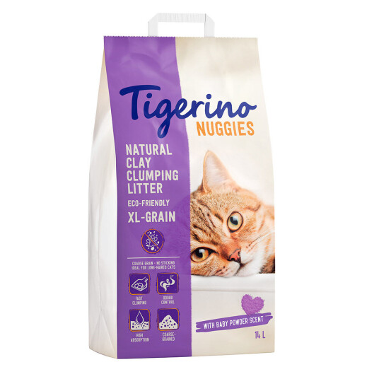 Tigerino Nuggies (Ultra) Kattesand Babypudderduft Grovkornet Økonomipakke 2 X 14 L Tigerino Nuggies (Ultra) Kattesand Babypudderduft Grovkornet Økonomipakke 2 X 14 L