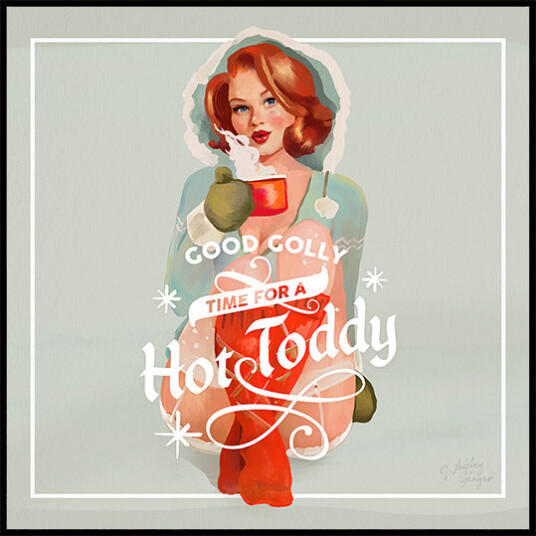 Hot Toddy Redhead Vintage Winter Cocktail Art NEW Plakat / 40x40cm