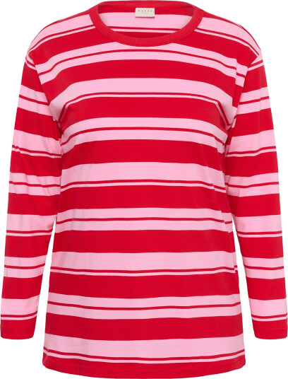 Kaffe Curve Kcwinni Multistripe Ls T Shirt Red L