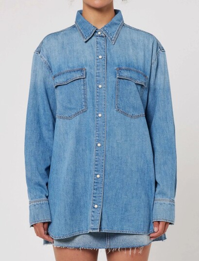 NEUW Bowery Denim Shirt Visionmid Vintage Indigo   Blue   XS