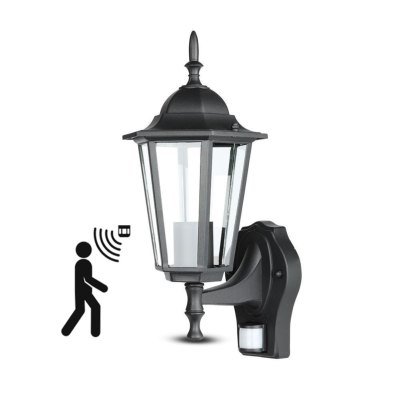 V-Tac svart vegglamper m. sensor - IP44 utendørs, E27 fatning, uten lyskilde V-Tac svart vegglamper m. sensor - IP44 utendørs, E27 fatning, uten lyskilde