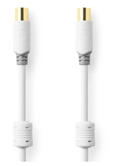 Nedis 1m Coax Kabel Dobbelt Skjermet Gullbelagt 100 dB 75 Ohm Hvit Nedis 1m Coax Kabel Dobbelt Skjermet Gullbelagt 100 dB 75 Ohm Hvit