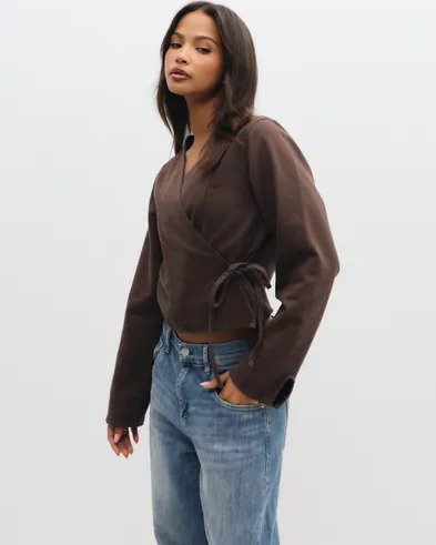 Pieces Brun Pcsilvia Ls Wrap Shirt Dnm