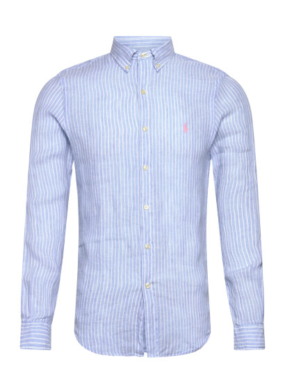 Polo Ralph Lauren Slim Fit Striped Linen Shirt Blue XL