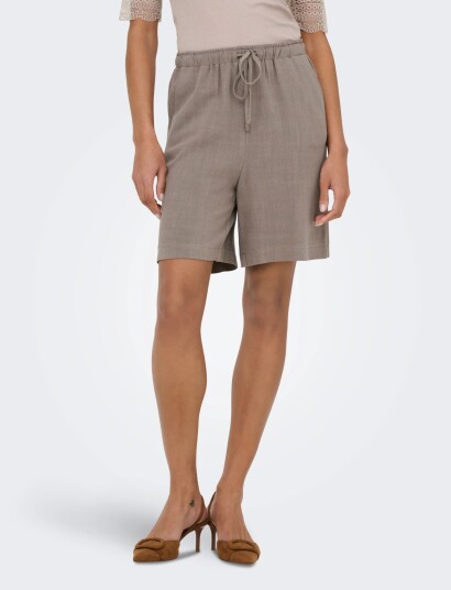 ONLY Onlsiesta Mw Pull Up Lin Bl Shorts Noos Brown XS