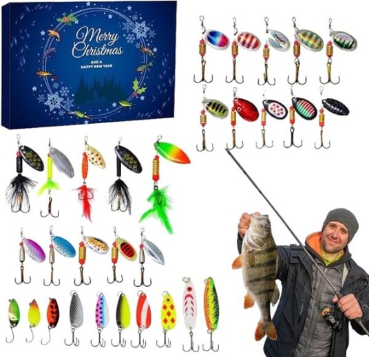 Fiskejulekalender 2024 24 dagers fiskeutstyr julekalender fiskebeitesett fiske adventskalender