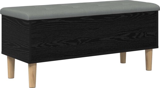 vidaXL Oppbevaringsbenk med pute Svart eik 102 x 42 x 46 cm