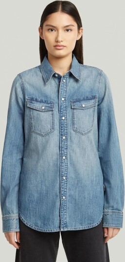 G Star Slim Western Shirt L\S Wmn   Blue   XL