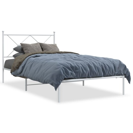  Sengeramme i metall med hodegavl hvit 100x200 cm 8721012374300