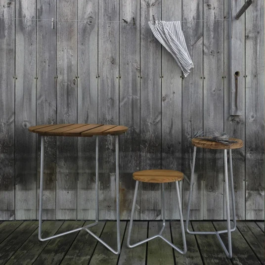 Grythyttan Stålmöbler Bord 6B 60 Ubehandlet teak / varmgalvanisert ramme