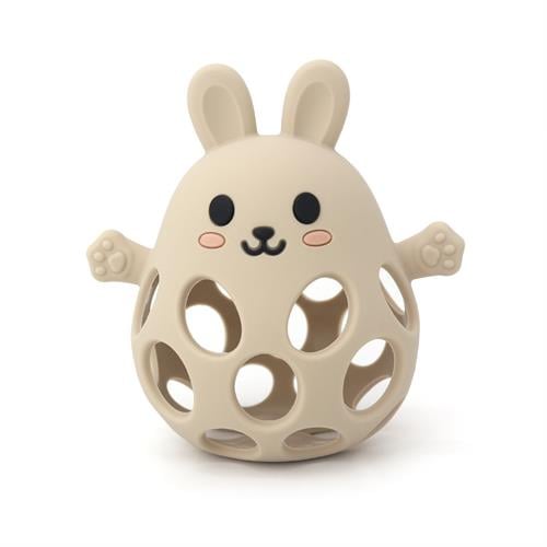 Magni Teether ball with bunny in LFGB silicone beige 5731