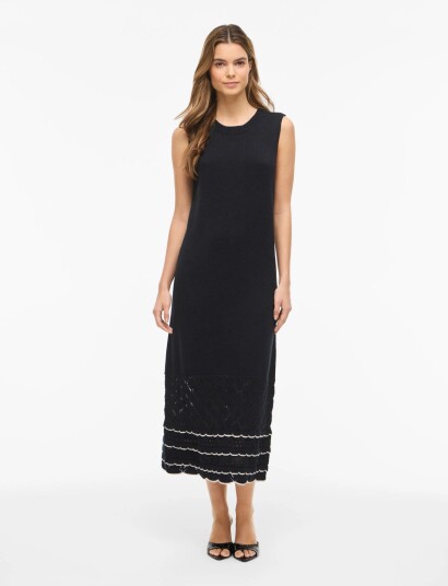 Vila Vizinnia S/L Detail Long Knit Dress Black XS Vila Vizinnia S/L Detail Long Knit Dress Black XS