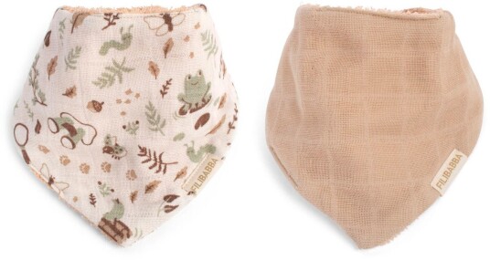 Filibabba 2-Pakk Bandana Tøysmekker i Økologisk Bomull, Little Wonders og Warm Grey