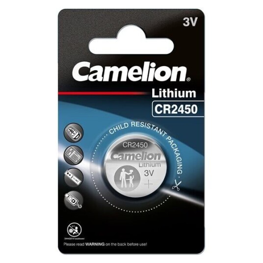 Camelion CR2450 litium knappcellebatteri 3V 550mAh 1-pk Camelion CR2450 litium knappcellebatteri 3V 550mAh 1-pk