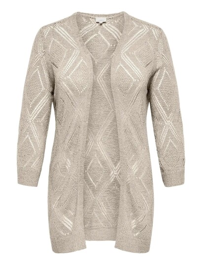 ONLY Carmakoma Carpamela 7/8 Open Cardigan Knt Beige 50 52