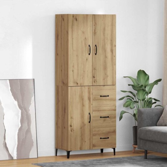Høyskap med skuff Artisan Eik 69,5 x 34 x 180 cm Konstruert tre