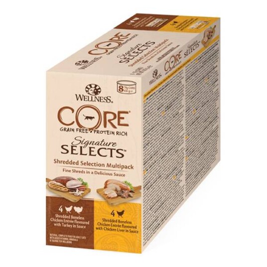 CORE Petfood Strimlet Våtfôr til Voksen Katt 8x79g med Kalkun og Kylling