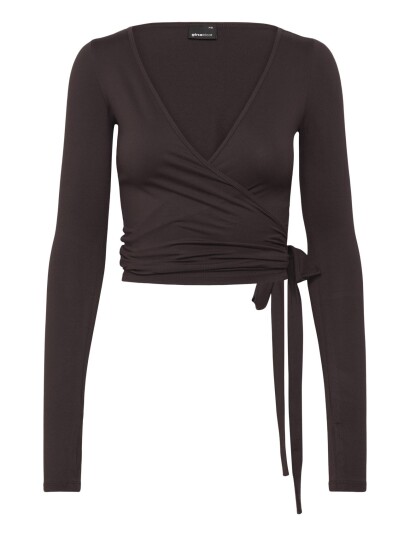 Gina Tricot Soft Wrap Yoga Cardigan Brown S