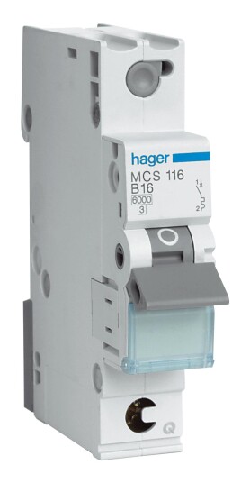 Hager MBS113 Miniatyrbryter 1 polet 6 kA B karakteristikk 13A Stikkontakter & kabler
