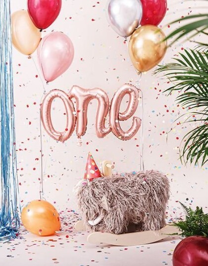 One Rosegullfarget Folieballong 30 cm