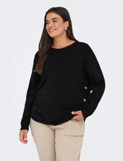 ONLY Carmakoma Carmargaretha Ls Button Pullover Knt - Black - 42-44