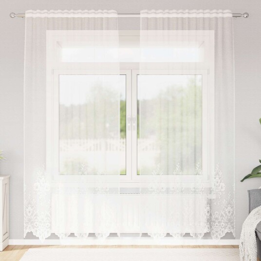 Blondegardin med gardiner Hvit 150 x 240 cm Polyester