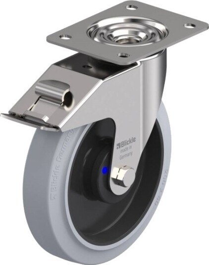 Blickle 853640 Lex-Poev 200Xka-Fi-Sg Styrehjul Med Brems, Hjuldiameter 200 Mm, Maks Bæreevne 300 Kg, 1 Stk