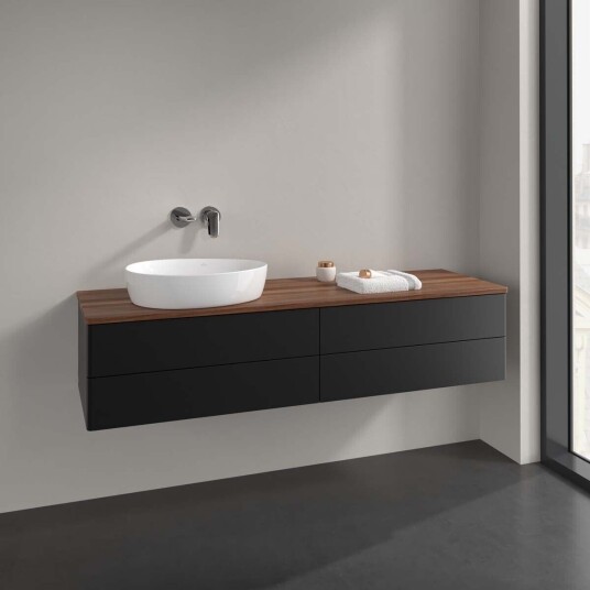 Villeroy & Boch Antao Servantskap med 4 skuffer 160x50x36 cm m/lys Sort Matt/Valnøtt Villeroy & Boch Antao Servantskap med 4 skuffer 160x50x36 cm m/lys Sort Matt/Valnøtt