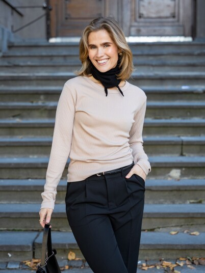 Comprimé Basic Rib Longsleeve Beige 48
