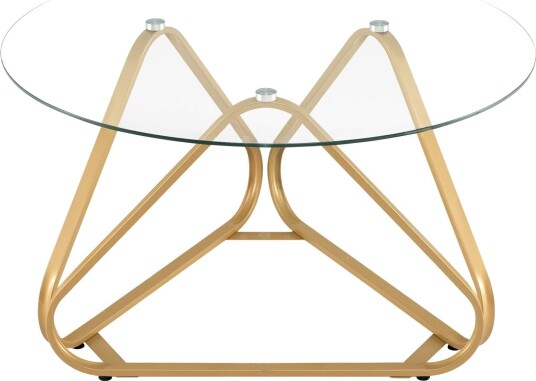 Rundt glassbord – 80 cm gullfarget metallramme