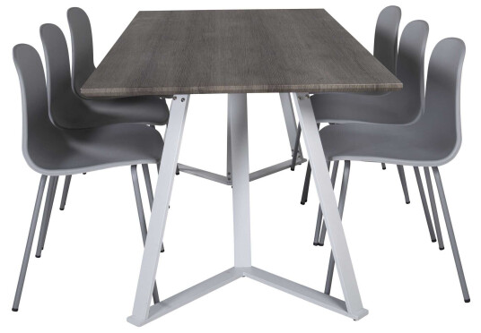 Venture Design Marina & Arctic spisegruppe Grå/grå 6 st stoler & bord 180 x 90 cm
