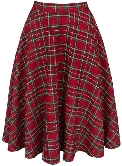 Hell Bunny Rockabilly Middellangt skjørt Irvine Skirt XS til 4XL Damer rød